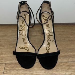 Sam Eldeman Ariella Ankle Strap Heel Shoe in Black Suede